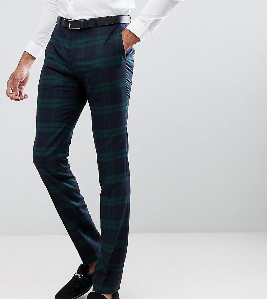 Twisted Tailor Super Skinny Suit Trousers In Green Check