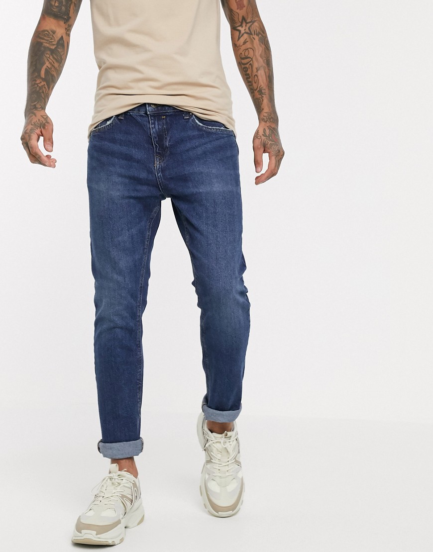Bershka skinny jeans in mid blue