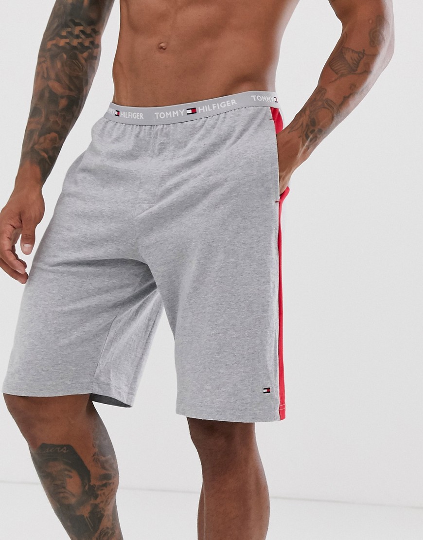 Tommy Hilfiger lounge shorts in grey with side stripe and flag logo