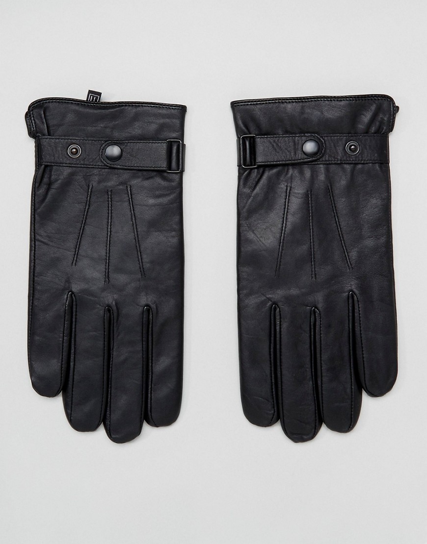 Peter Werth Classic Leather Gloves In Black - Black