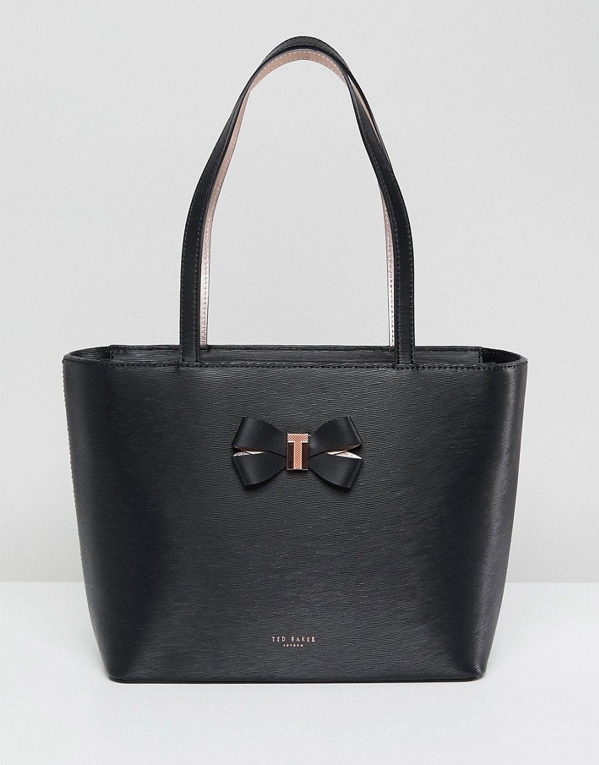 TED BAKER BOW SHOPPER IN LEATHER - BLACK,143289