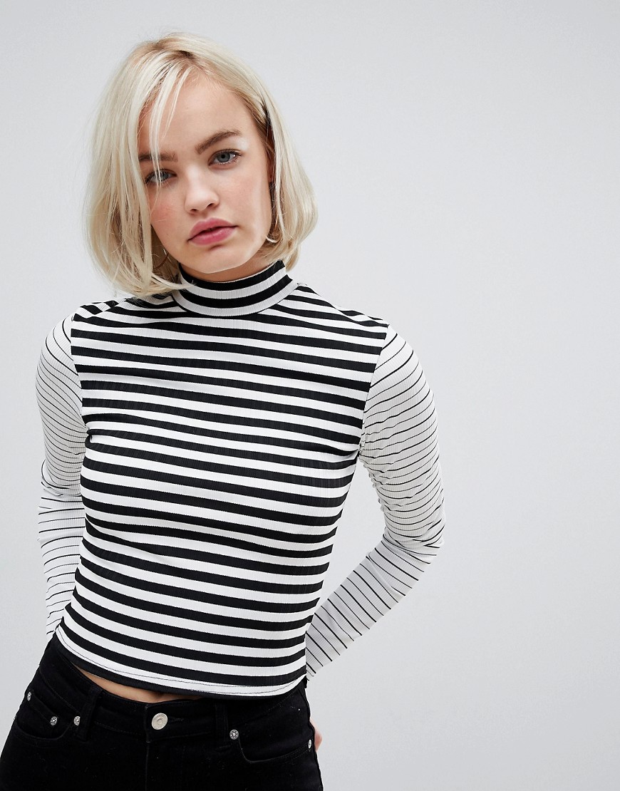 Nobody's Child long sleeve high neck top in contrast stripe
