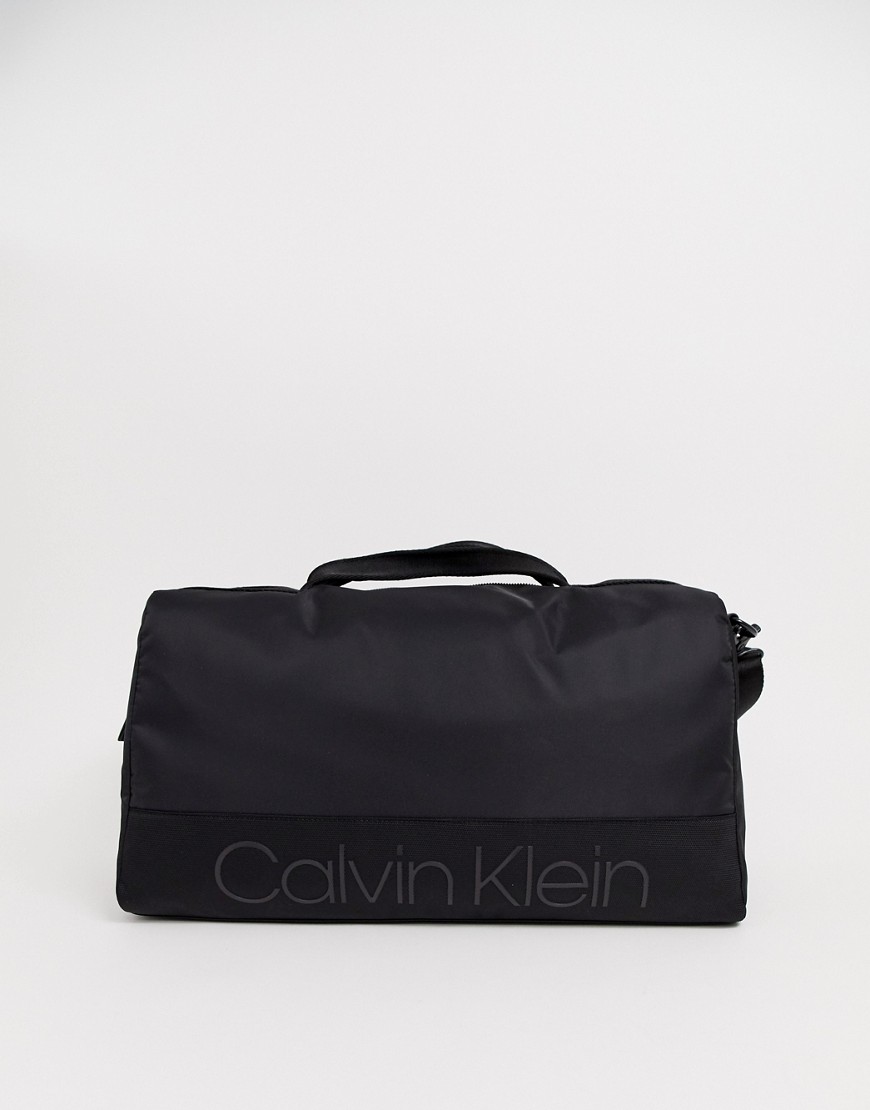 Calvin Klein Shadow logo gym duffle in black