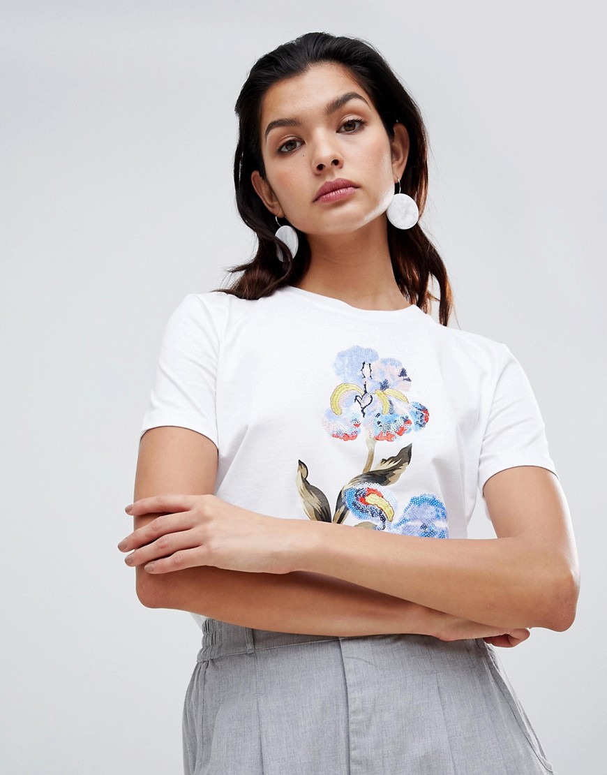 Sportmax Code Floral Embroidered T-Shirt - 011 white