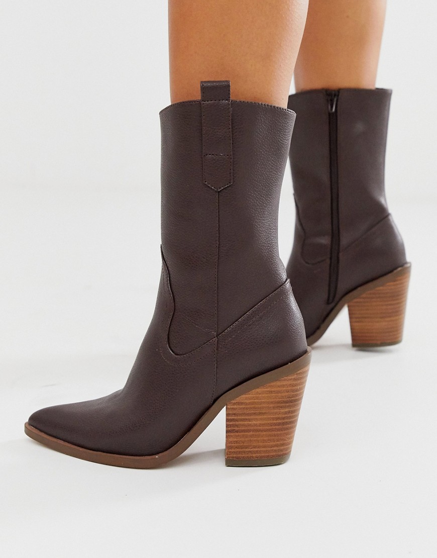 Asos Design Excuse Western Pull On Boots In Brown