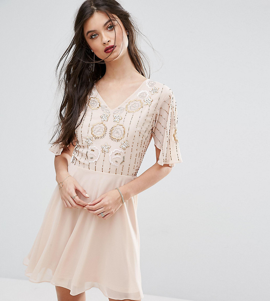 Frock And Frill Petite Premium Embellished Top Mini Prom Skater Dress