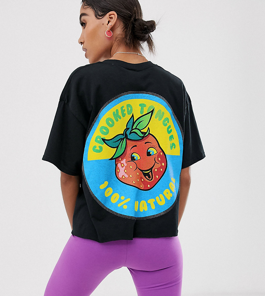 Crooked Tongues crop t-shirt with strawberry print