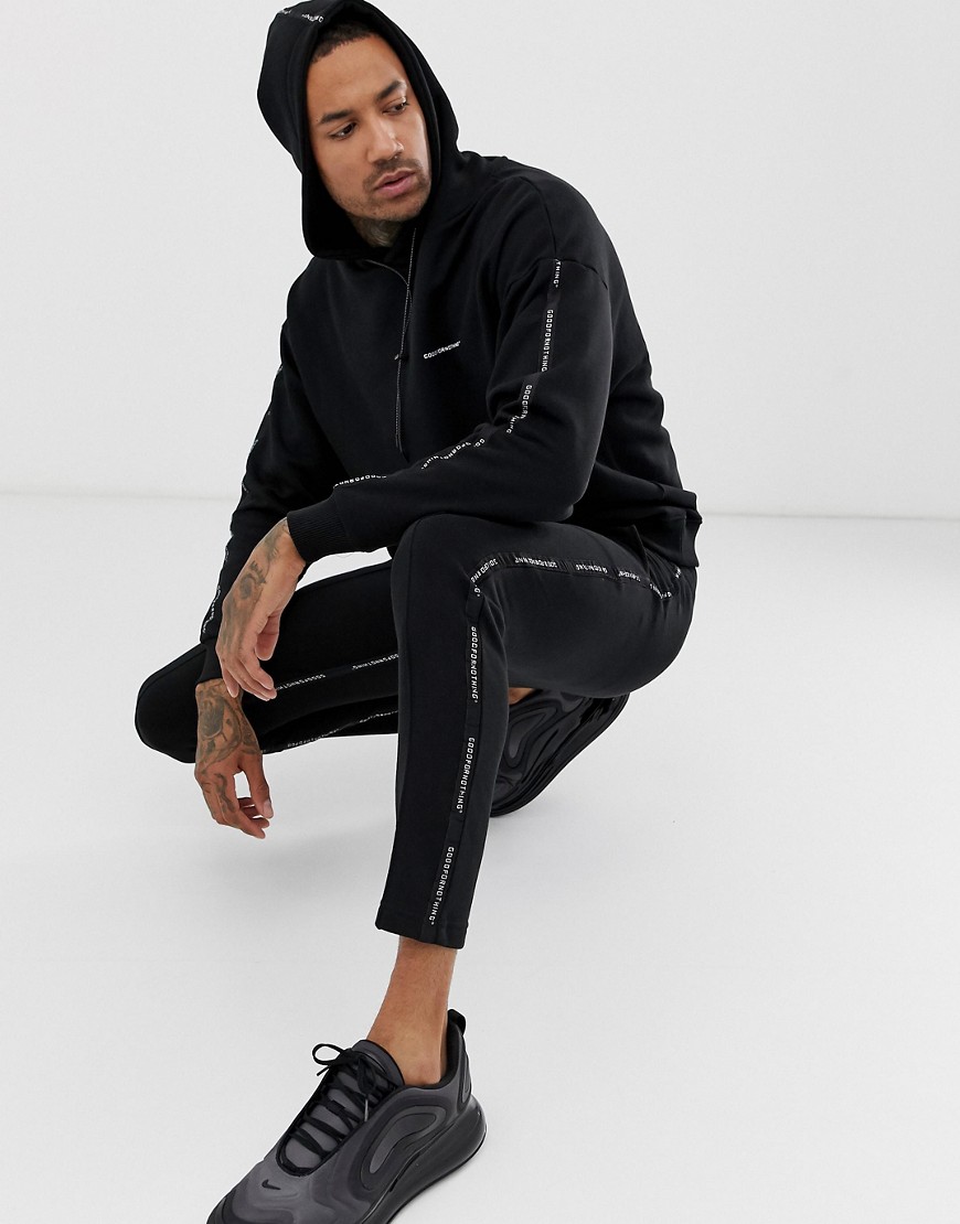 Good For Nothing joggers in black with logo side taping