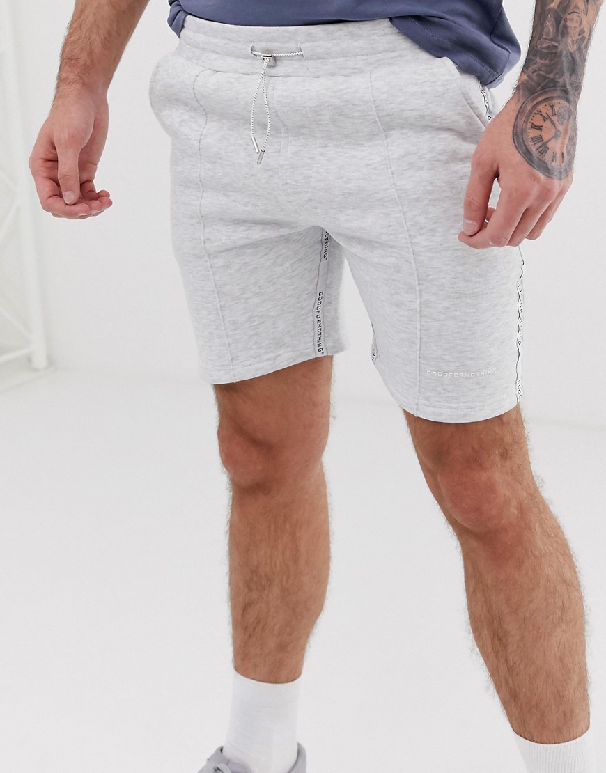 Good For Nothing shorts in grey marl with logo side taping