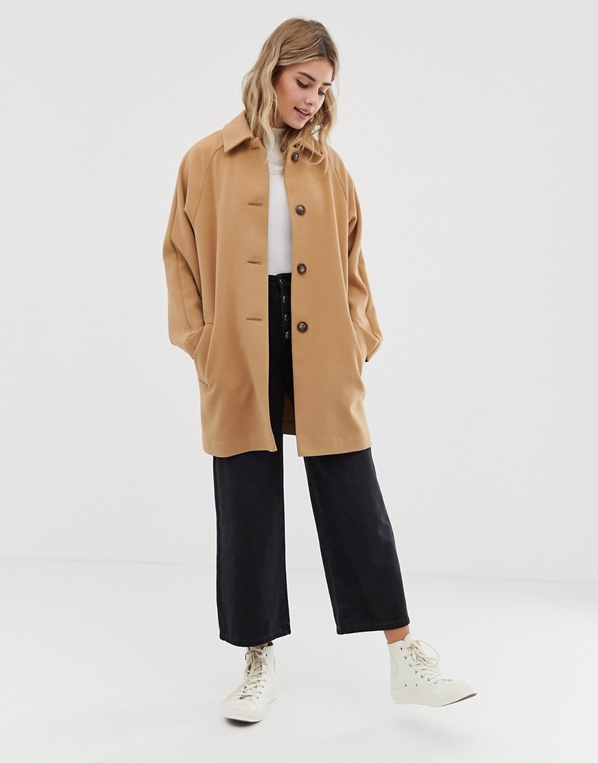 ASOS DESIGN crepe coat with buttons