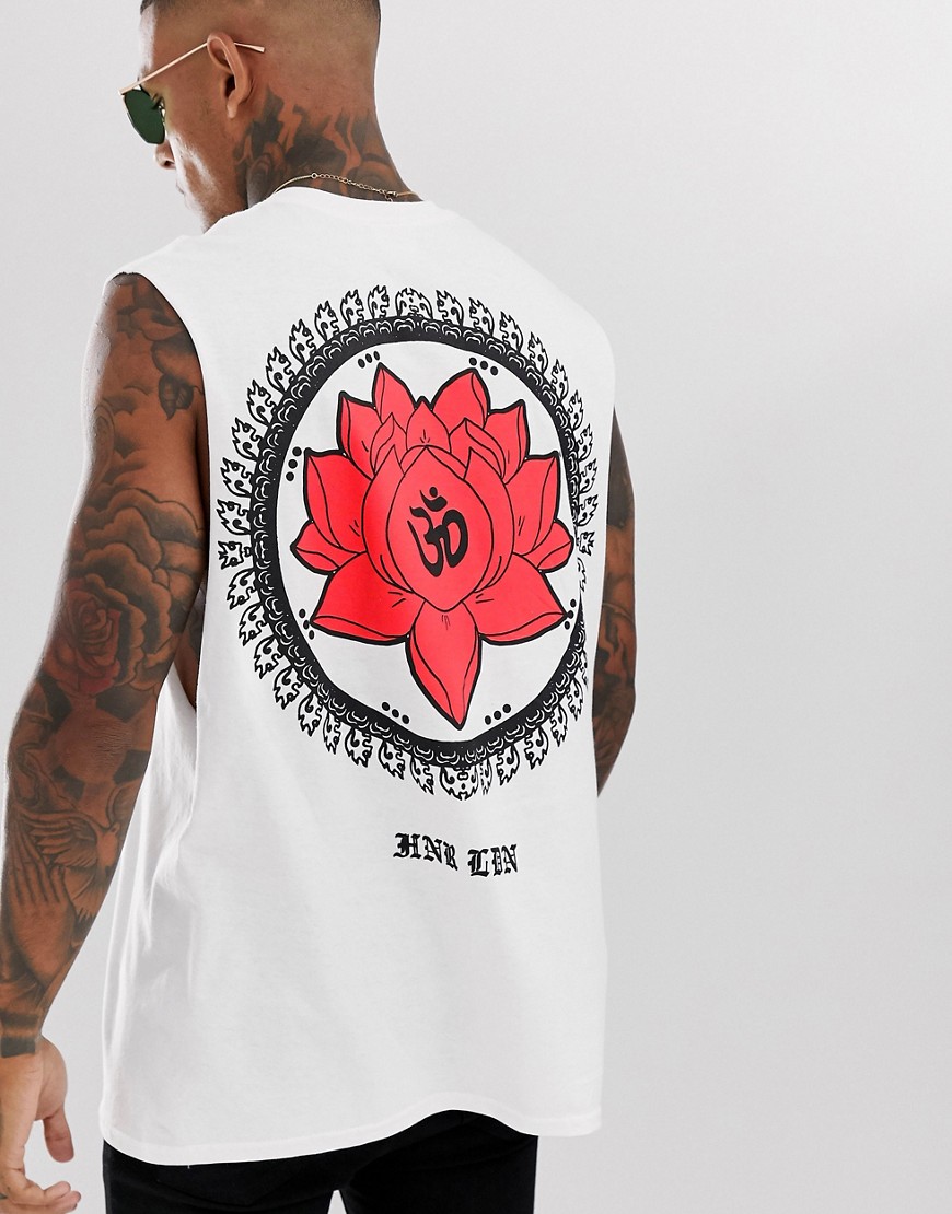HNR LDN lotus back print sleeveless t-shirt vest