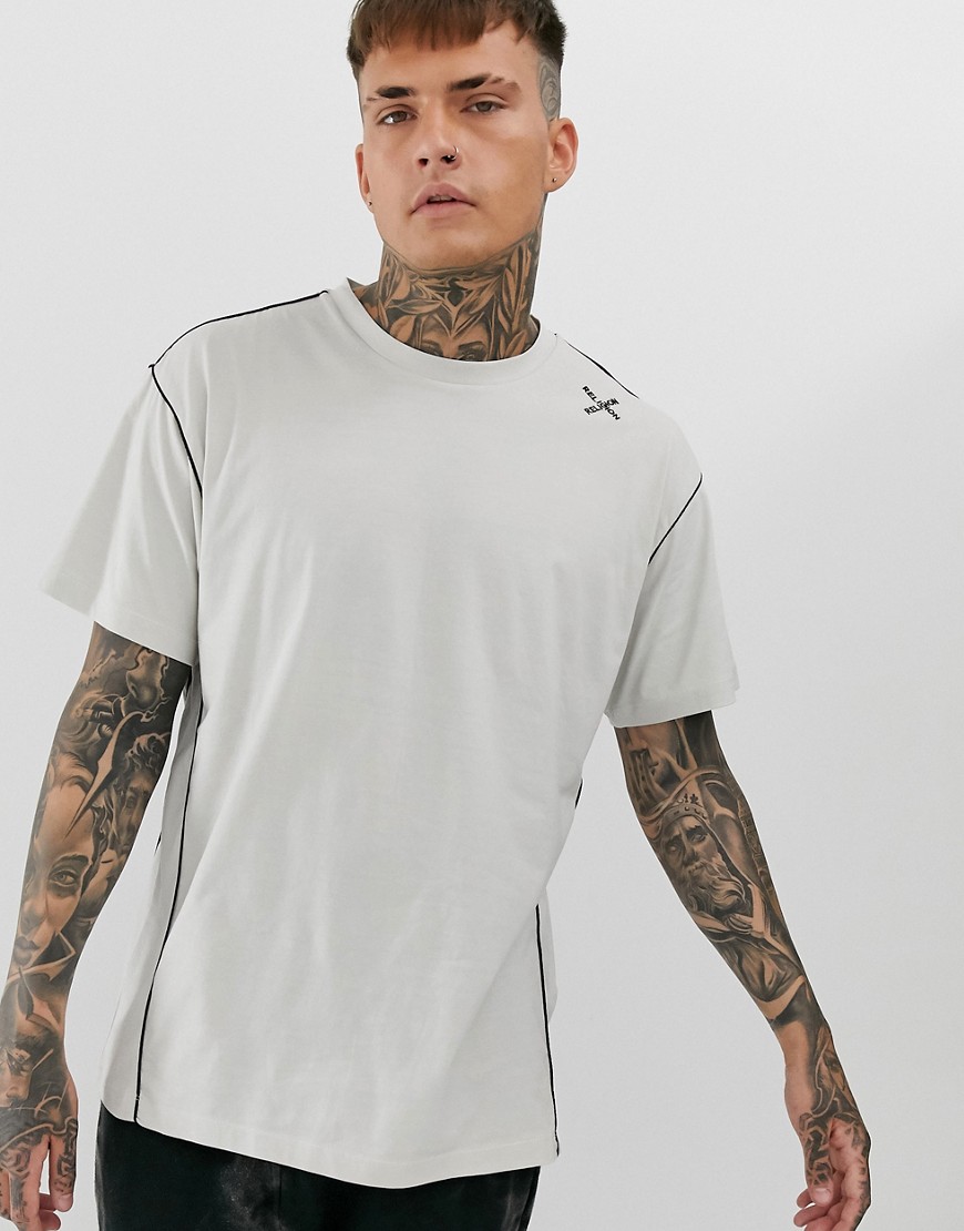 Religion oversized t-shirt with stitch detail in cream