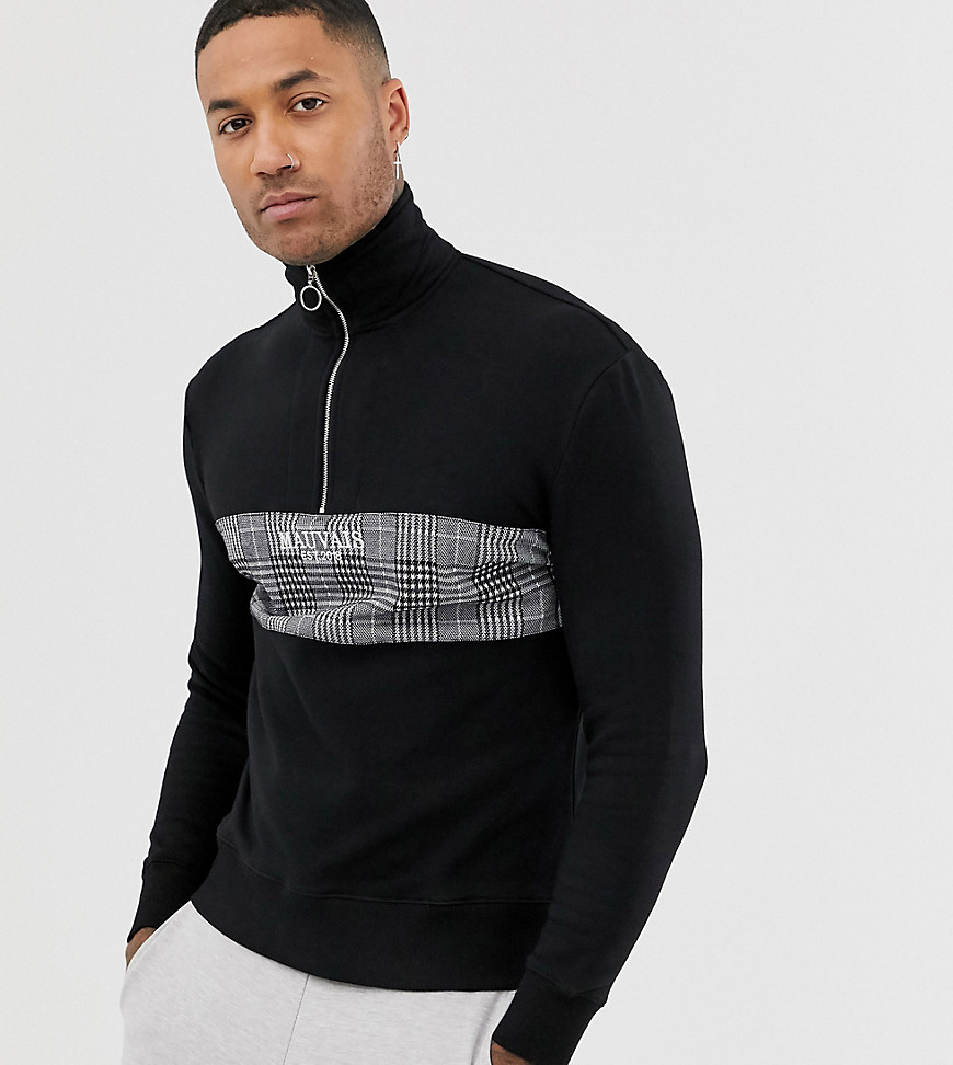 Mauvais half zip sweatshirt with check panel