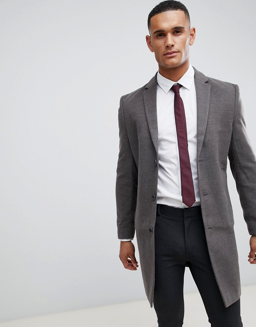 New Look Smart Overcoat In Grey - Grey