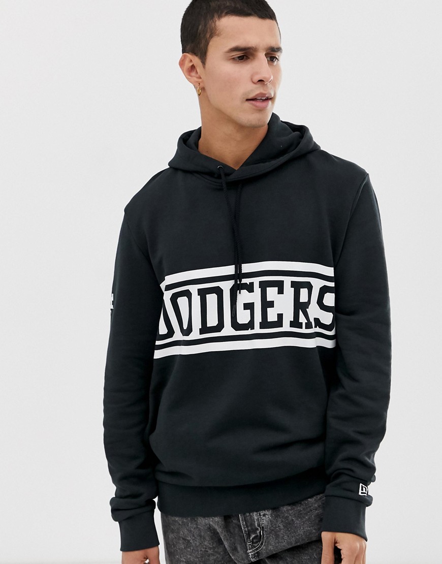 New Era MLB LA Dodgers hoodie with large panel logo in black