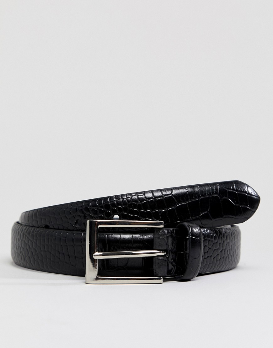 Ben Sherman belt in black faux croc