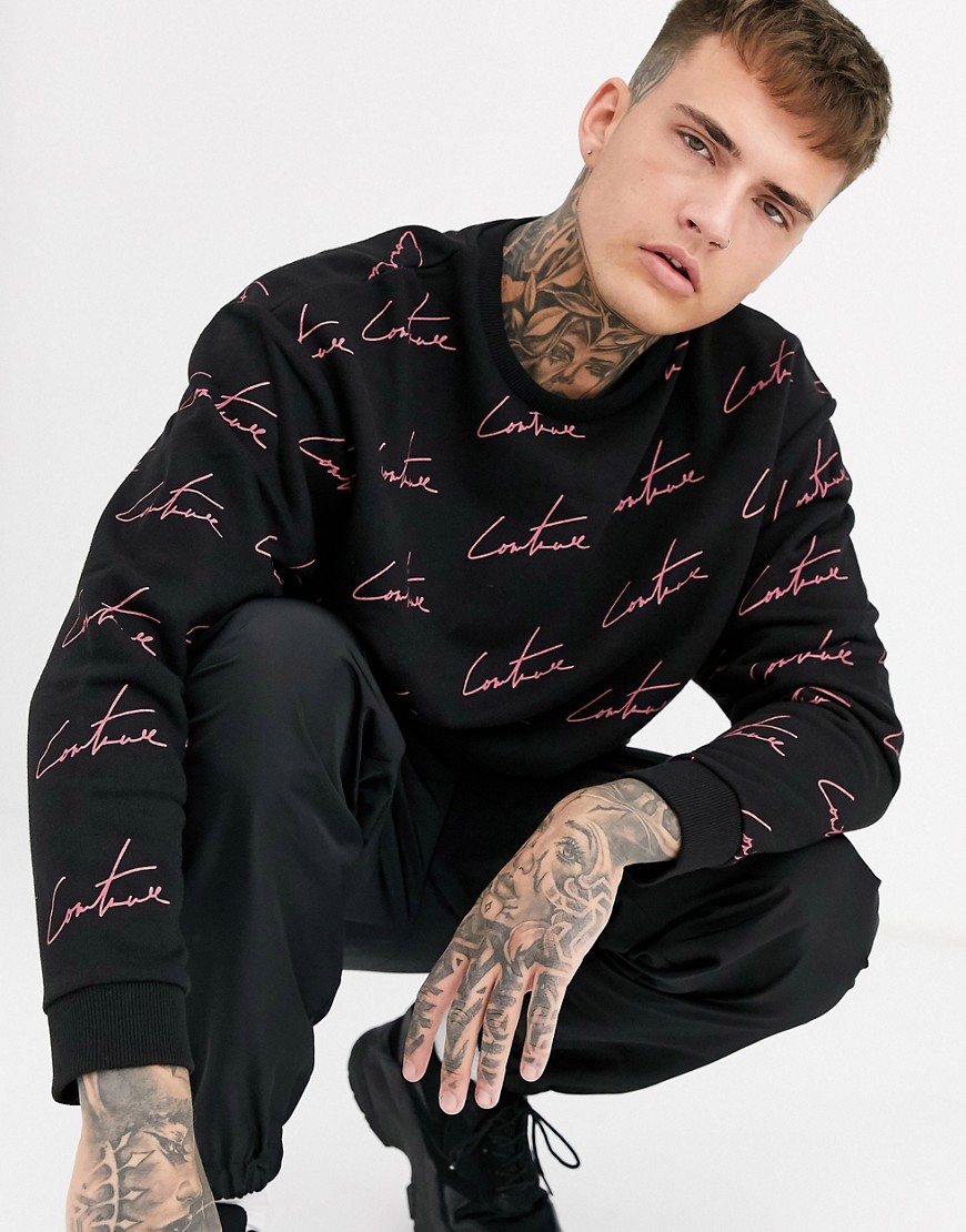 Couture Club allover script sweater