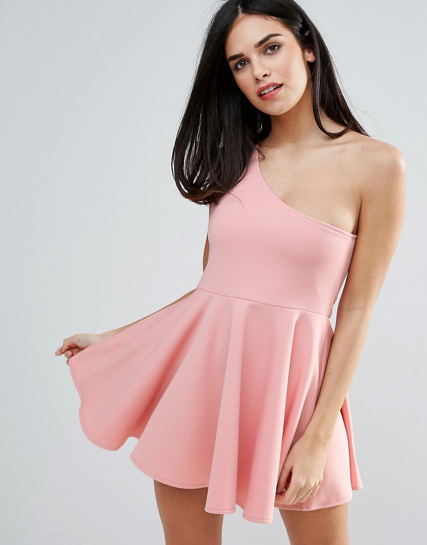 Короткое приталенное платье на одно плечо Unique 21 - Розовый 