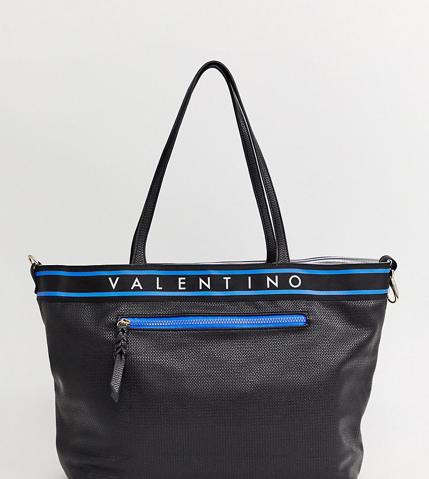 Valentino by Mario Valentino black crosshatch branded tote bag