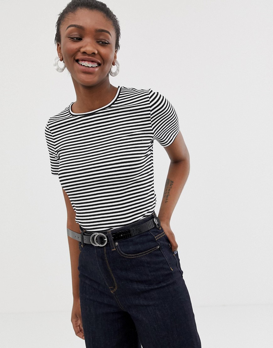 Pieces stripe ribbed t-shirt