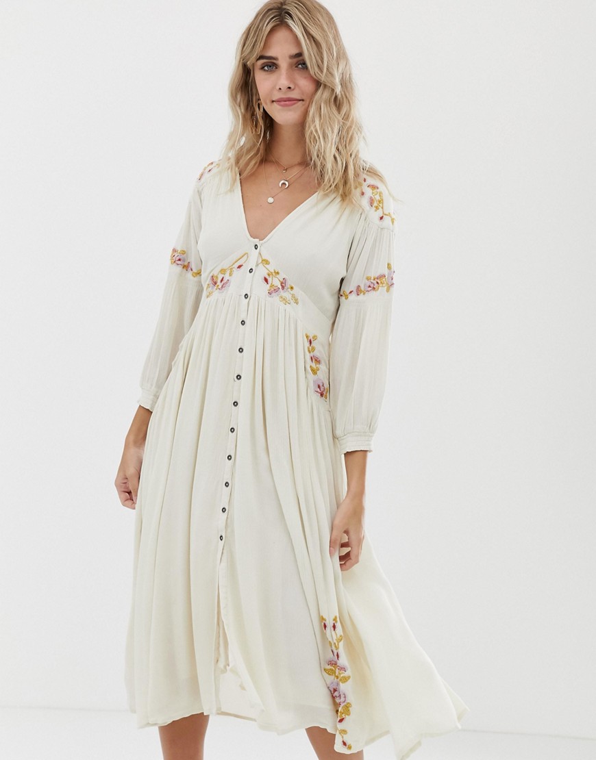 Free People Day Glow embroidered midi dress