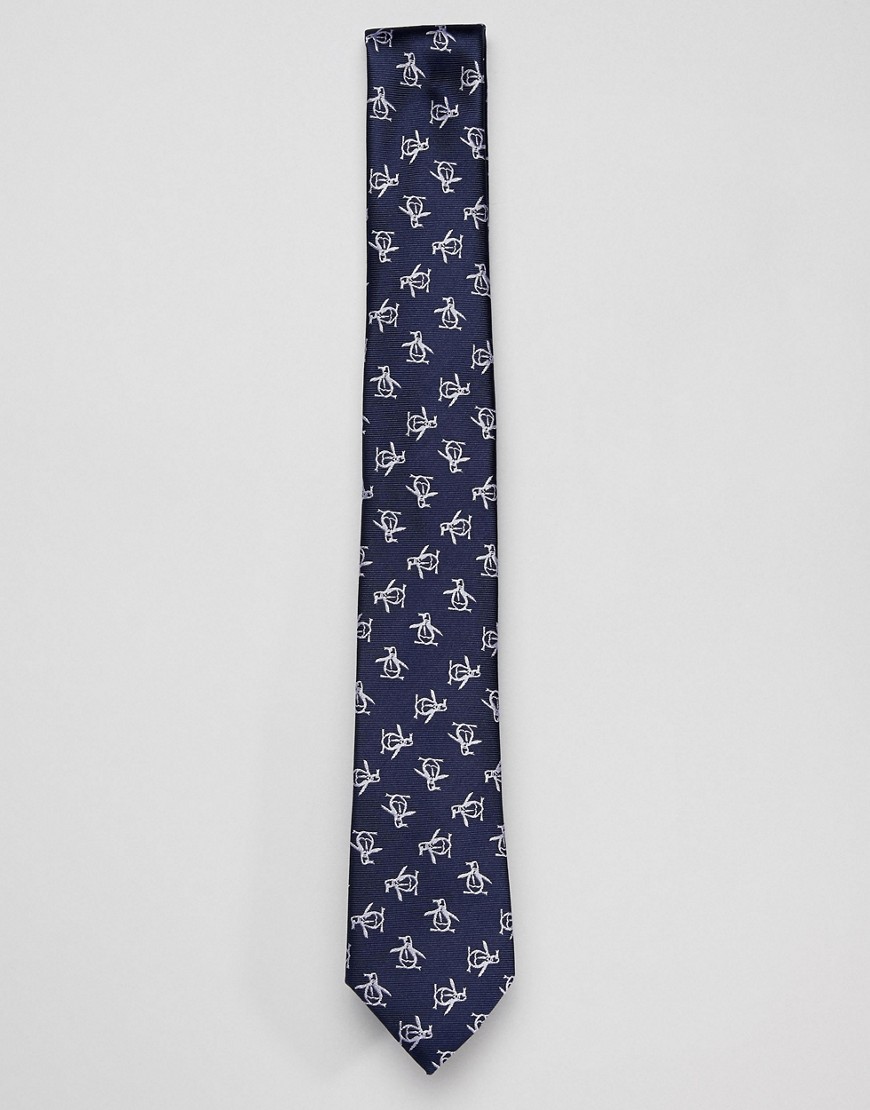 Original Penguin logo silk printed tie