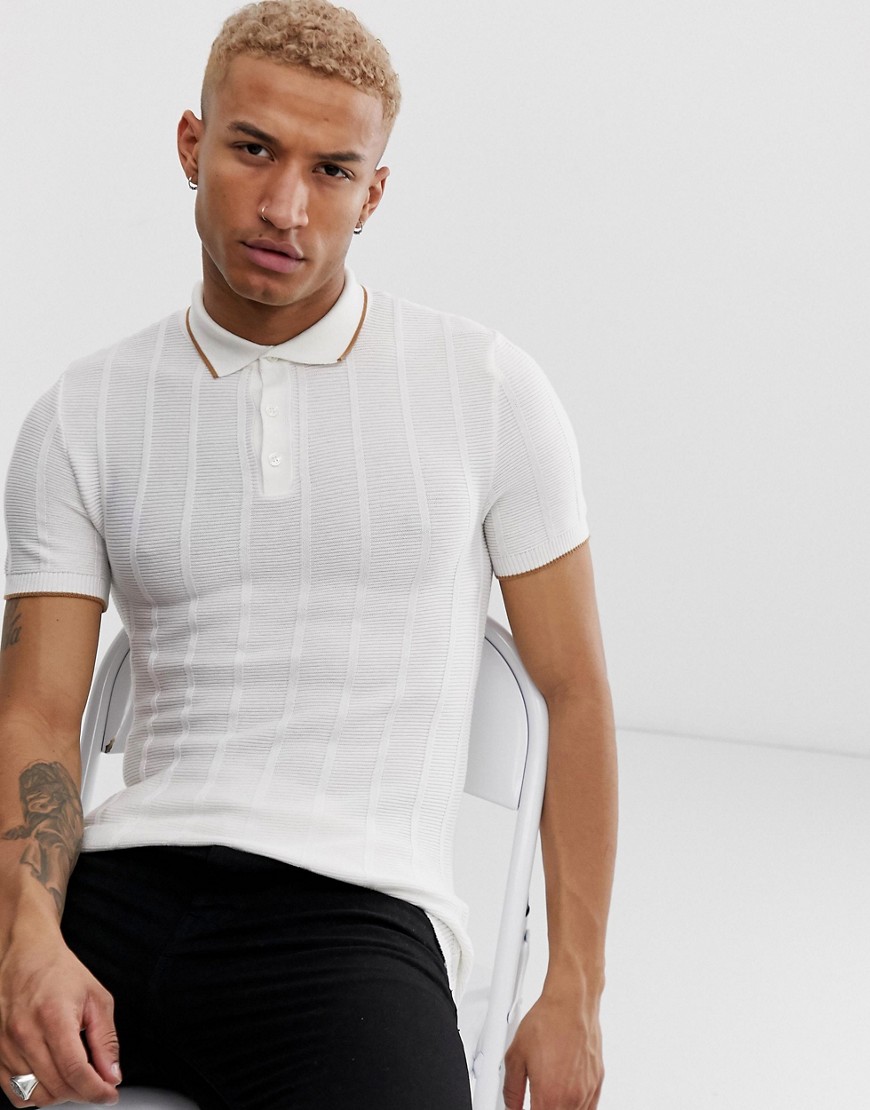 River Island knitted polo in white