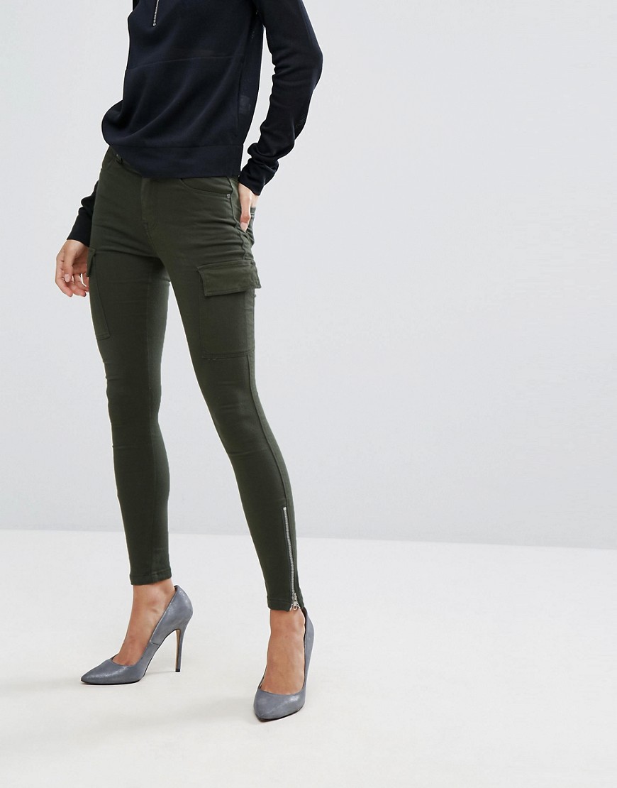 Dr Denim Skinny Trouser with Zip Detail - Riot green