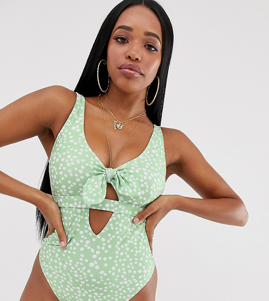 Peek & Beau Fuller Bust Exclusive Eco bow front swimsuit in spot