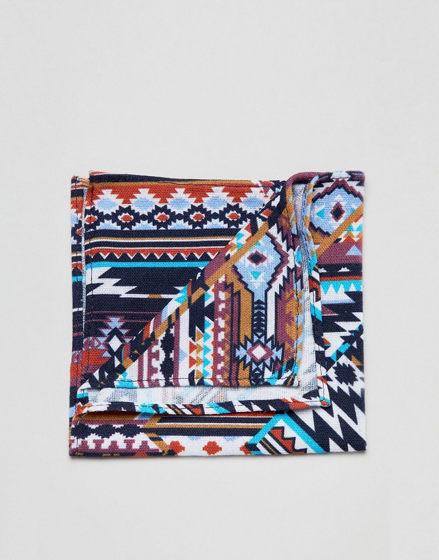 Moss London pocket square with aztec design