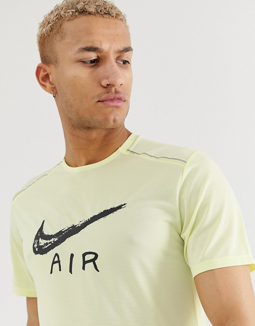 Nike Running Miler logo t-shirt in yellow