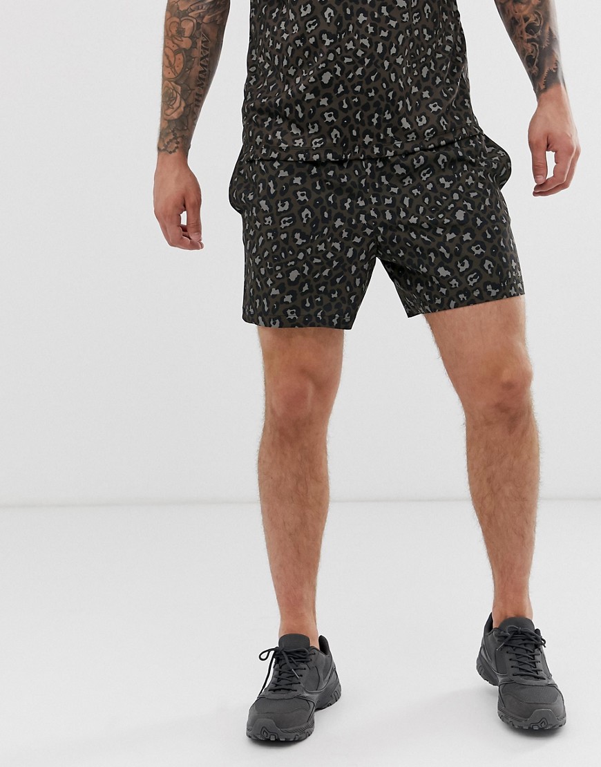 ASOS 4505 training shorts with leopard print