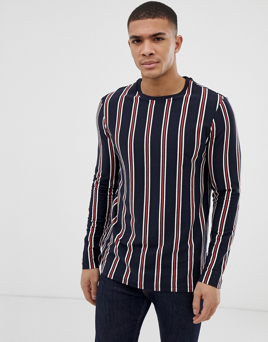 Burton Menswear long sleeved t-shirt in navy stripe