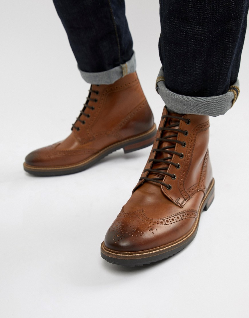 Base London Hopkins brogue boots in tan leather