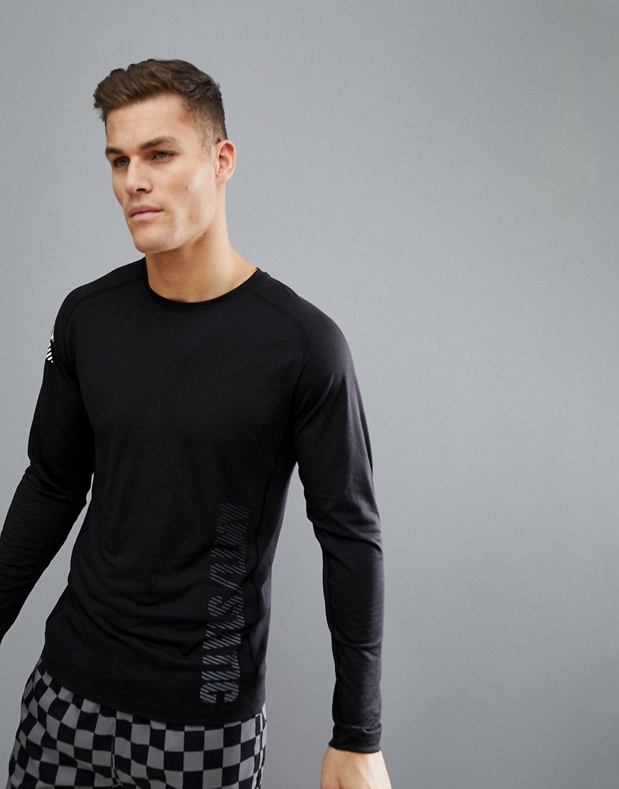Jack & Jones Core Long Sleeve Top With Graphic Text - Black