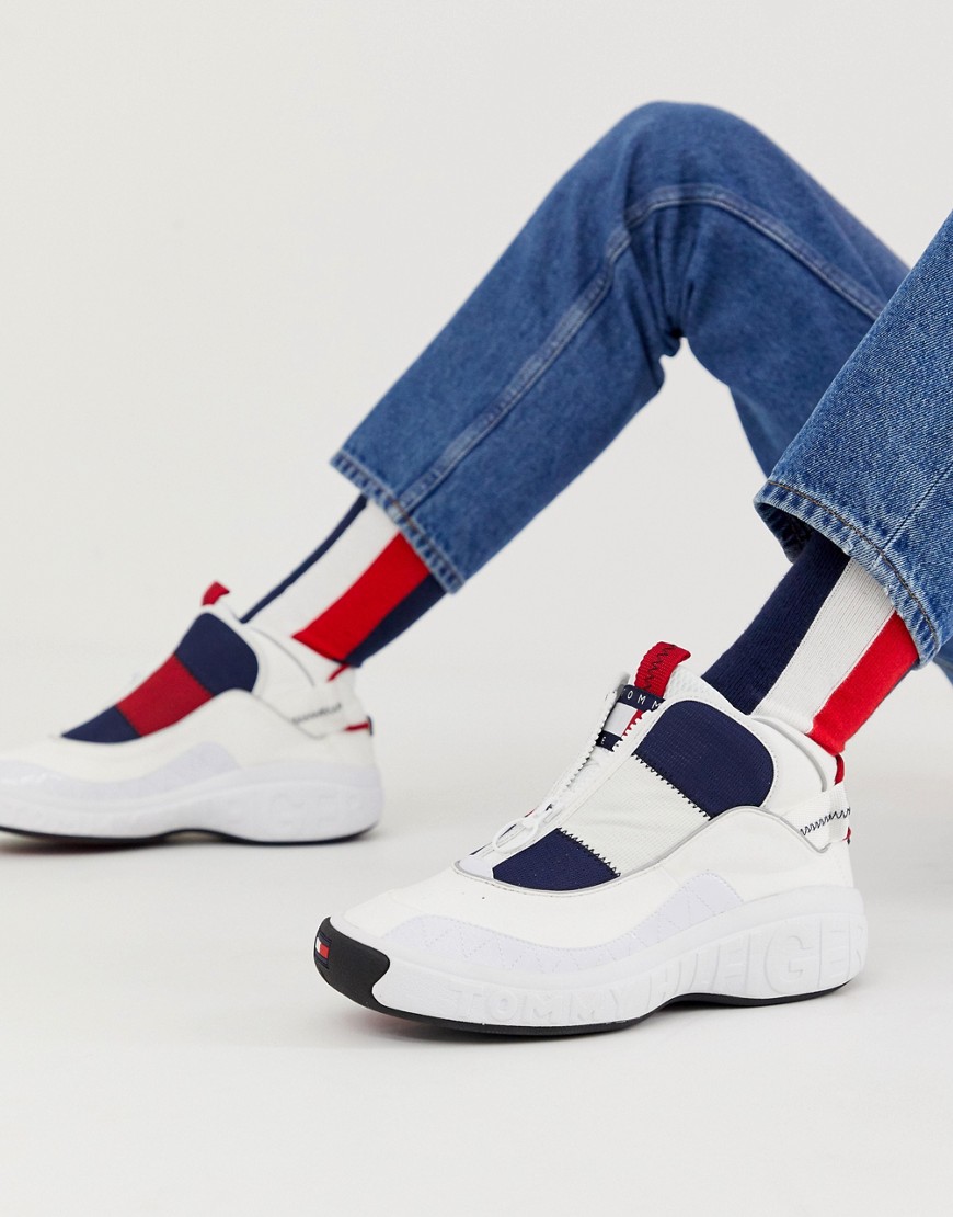 Tommy Jeans trainer with icon colour detail and tonal sole branding in white