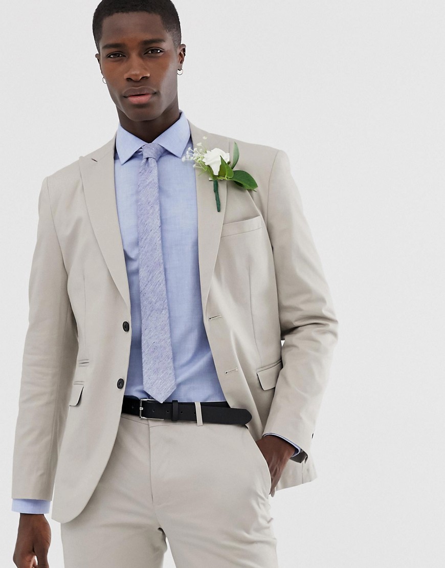 Jack & Jones Premium slim wedding suit jacket in brushed cotton