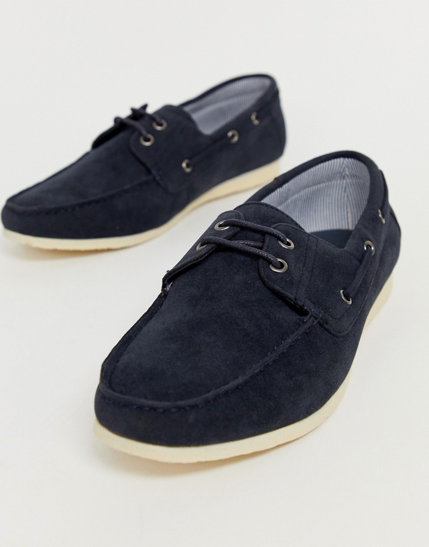 New Look faux leather boat shoes in navy