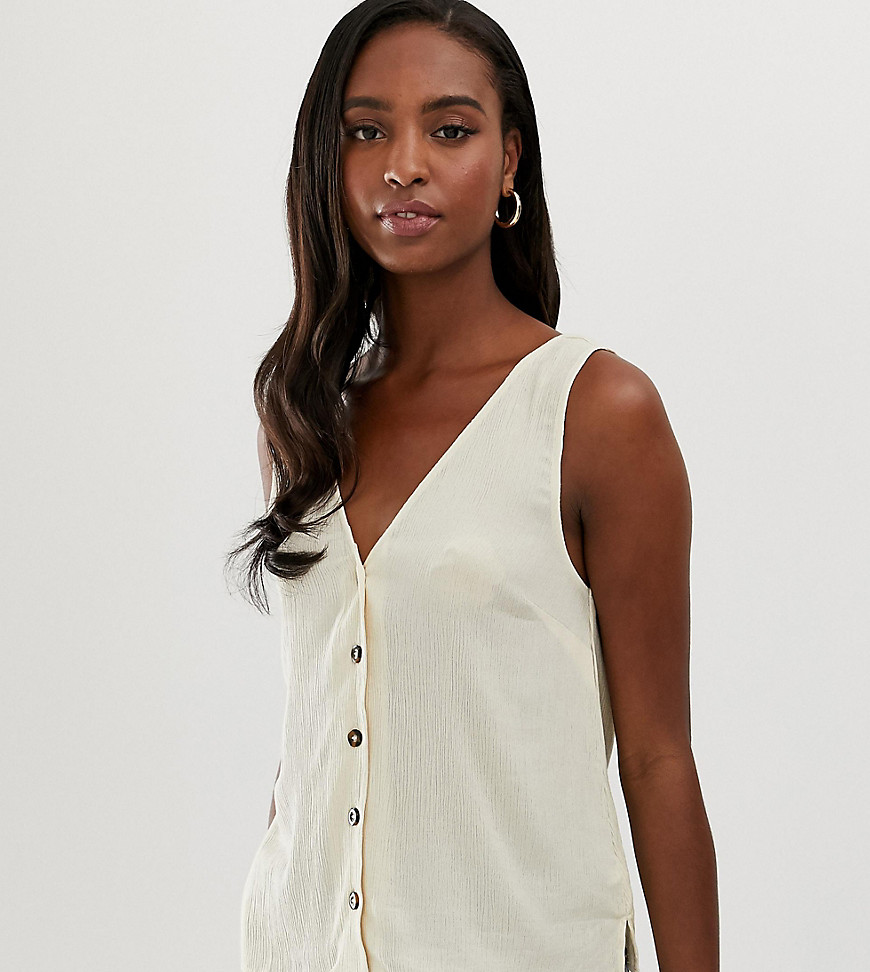 ASOS DESIGN Tall button through vest in crinkle