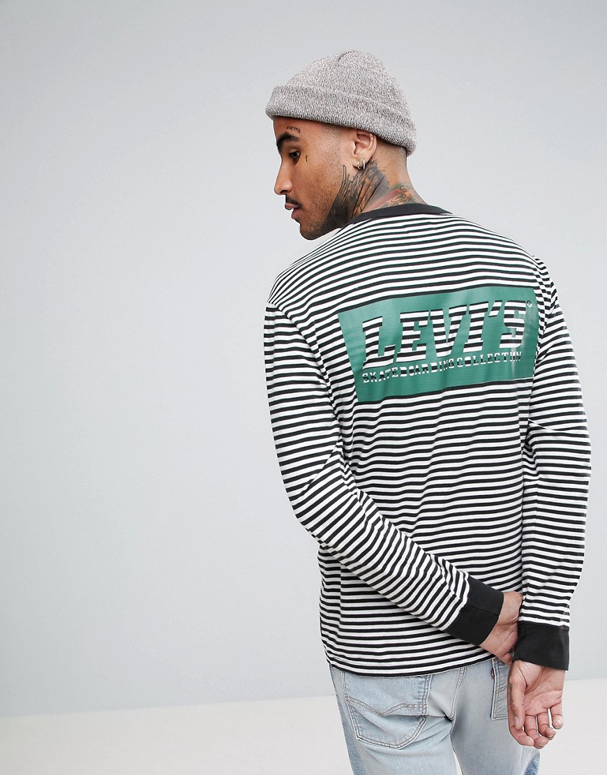 Levis Skateboarding Stripe Long Sleeve T-Shirt With Back Print - Green