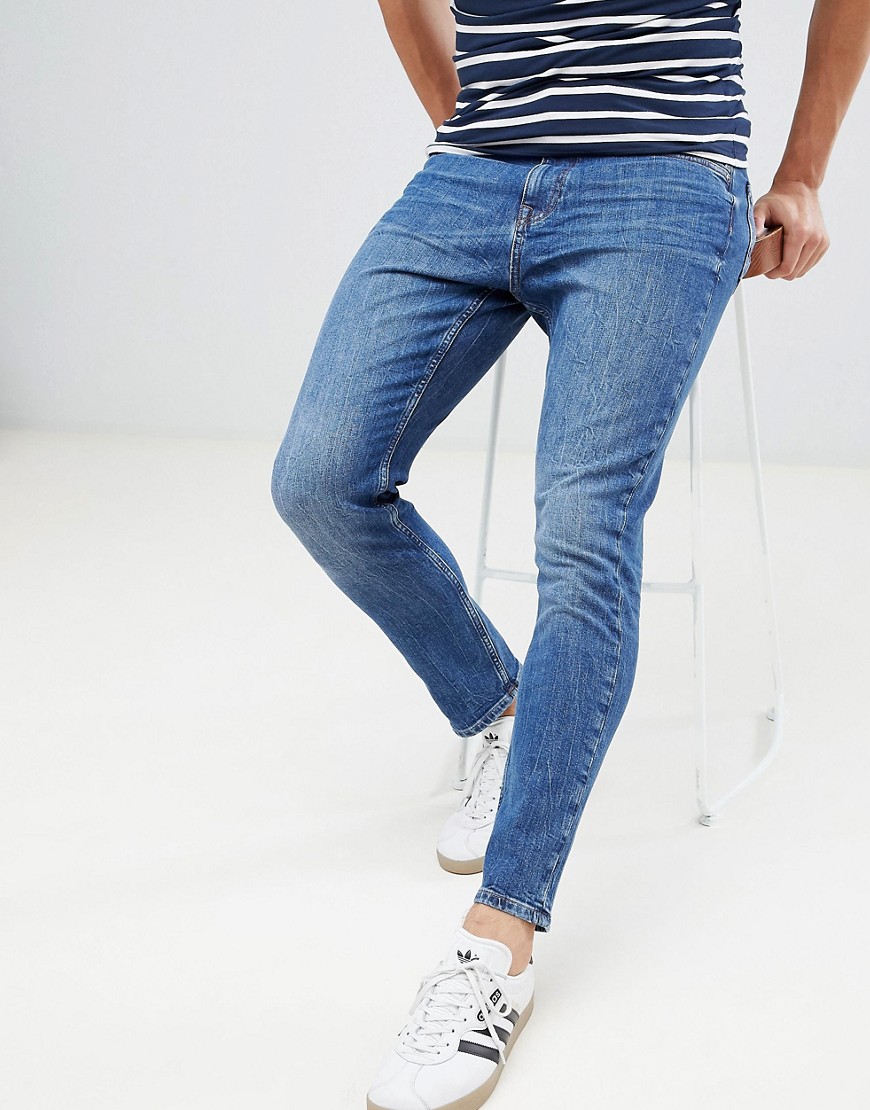 Esprit Slim Fit Tapered Jeans In Mid Wash Blue - Blue
