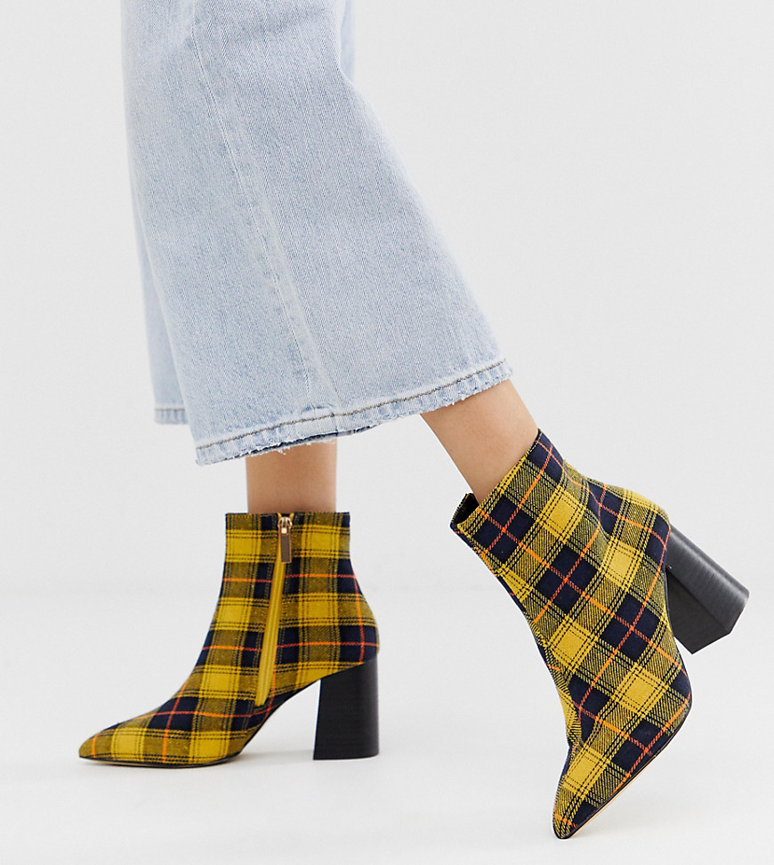Miss Selfridge pointed heeled boots in check