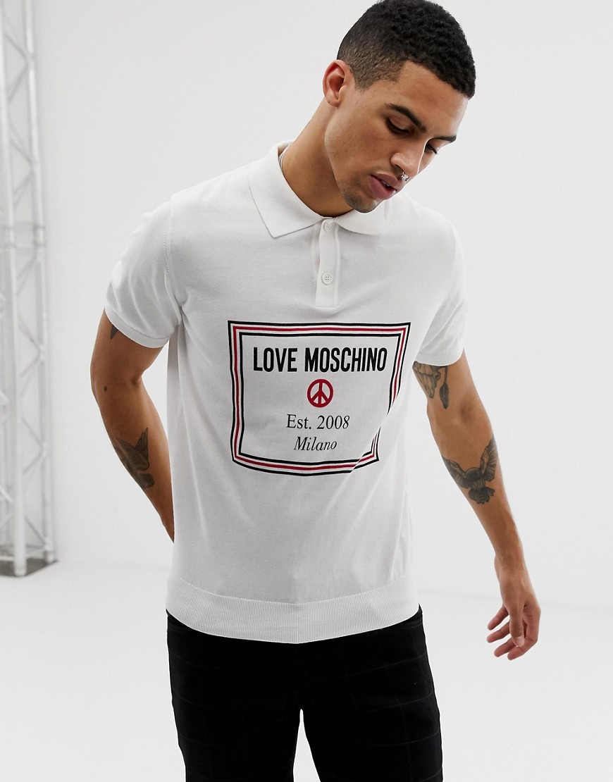 Love Moschino knitted chest logo polo shirt