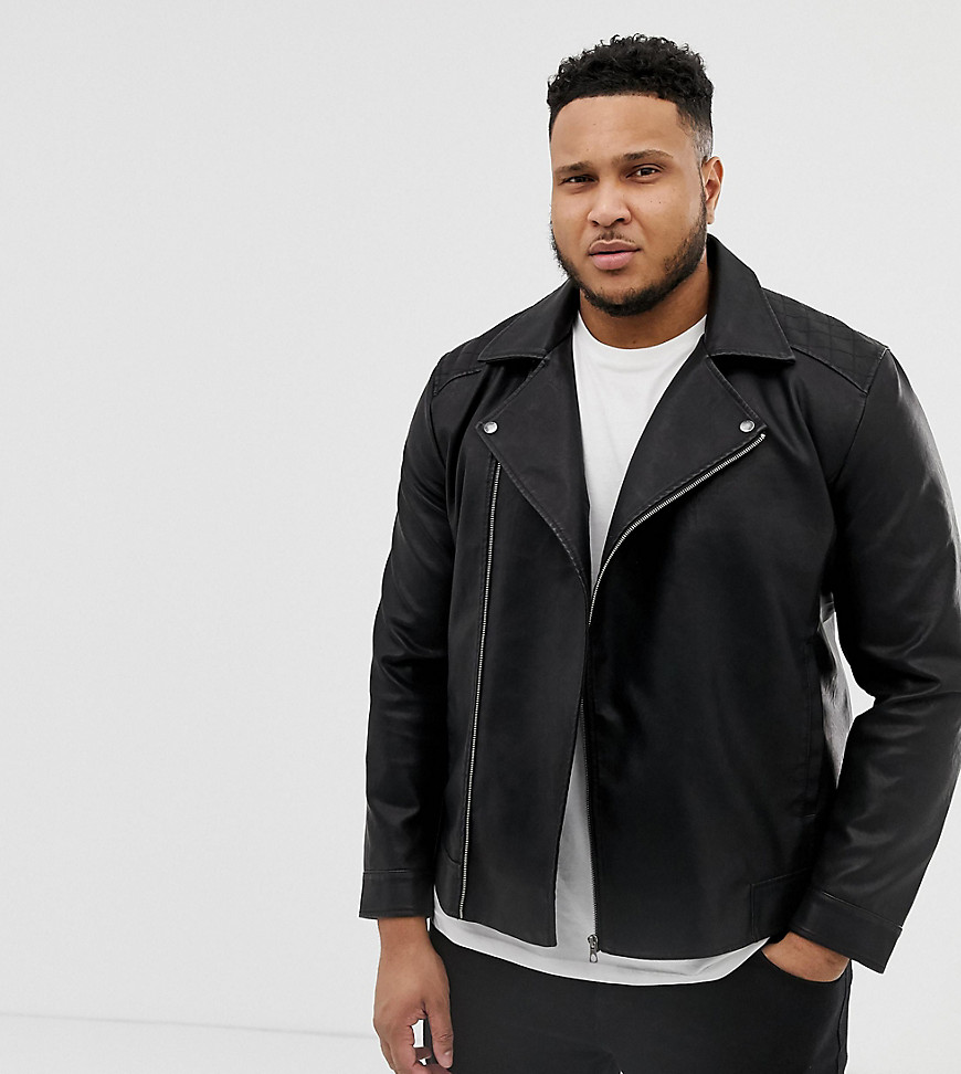 Only & Sons faux leather biker jacket