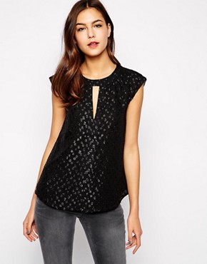 French Connection Polka Sparks Cap Sleeve Top