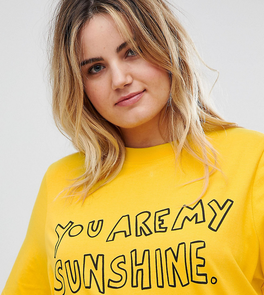 Daisy Street Plus boyfriend t-shirt with sunshine print