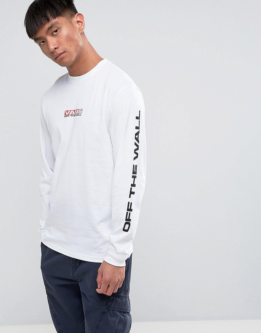 Vans Side Waze Long Sleeve T-Shirt With Arm Print In White VA36GBWHT - White