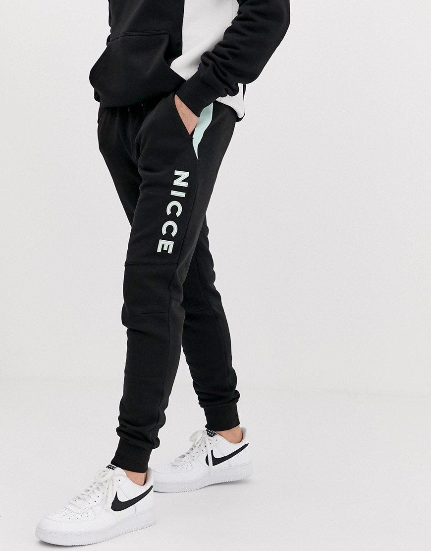 Nicce joggers with side detail in black