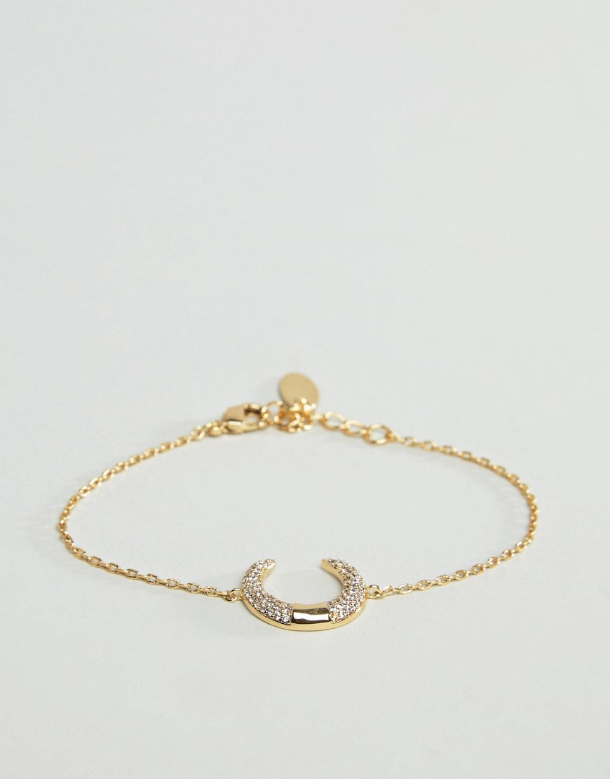 ORELIA GOLD PLATED PAVE CRESECENT CHAIN BRACELET - GOLD,ORE22736