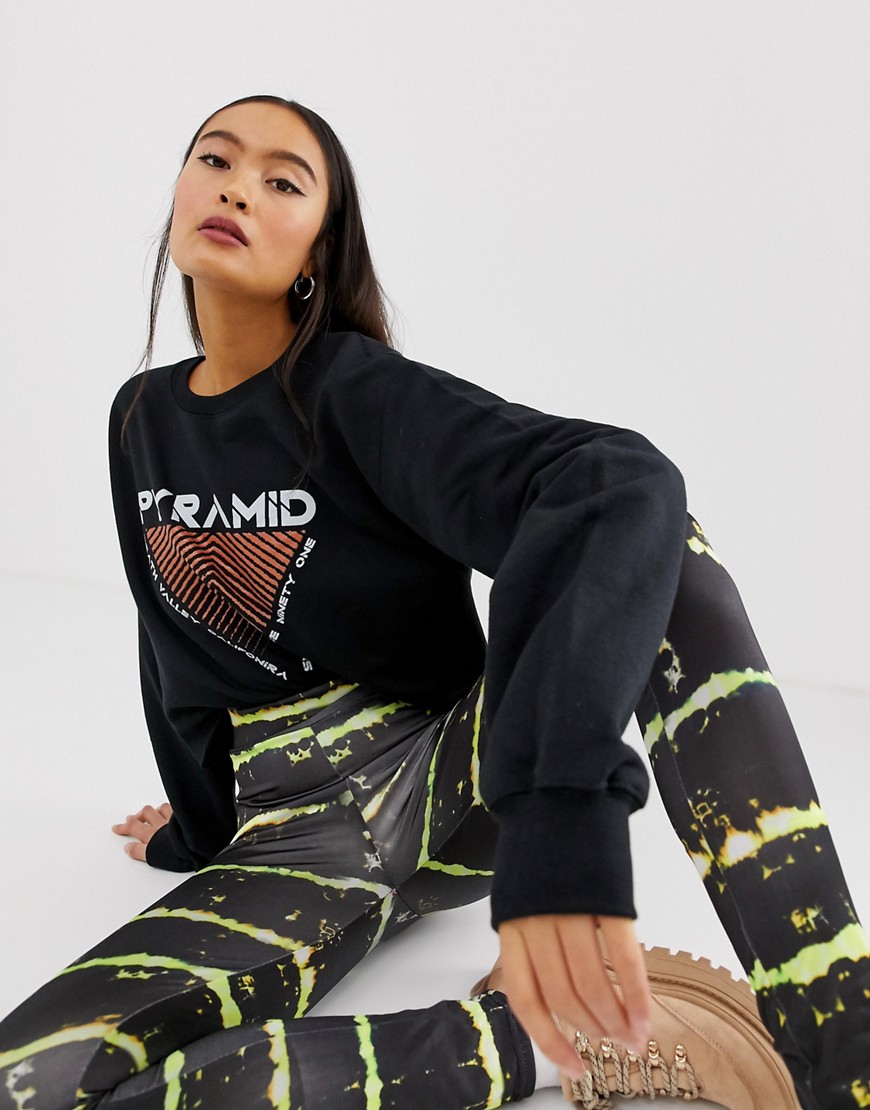 New Girl Order cropped sweatshirt with retro pyramid graphic